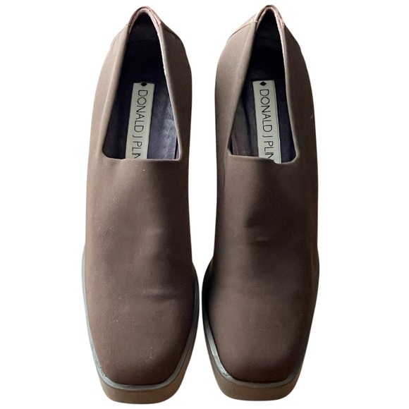 Donald J Pliner Brown Wedge Slip on Shoes Sz 8.5 Narrow Made in Spain Officewear - Picture 8 of 12